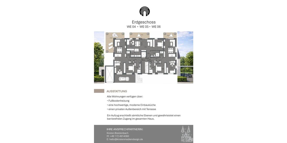 Erdgeschoßwohnung Münster Mitte-Süd - 3 Zimmer, 82 m&sup2;, 2.295&euro; | Angebot:24872640