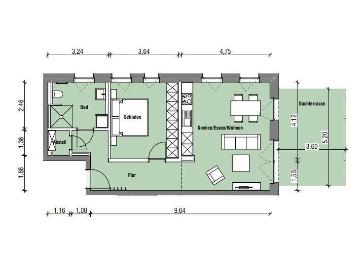 Dachgeschoßwohnung Münster Münster-Südost - 2 Zimmer, 72 m&sup2;, 1.180&euro; | Angebot:26337244