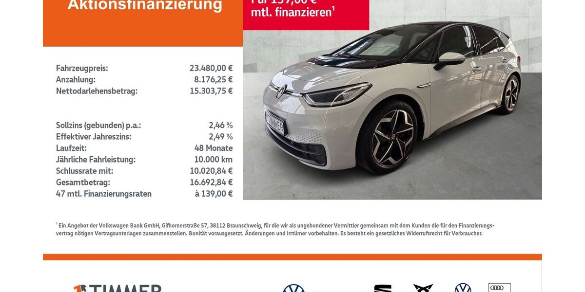 VW ID.3 27.433 km 23.480 &euro; Dülmen 48249