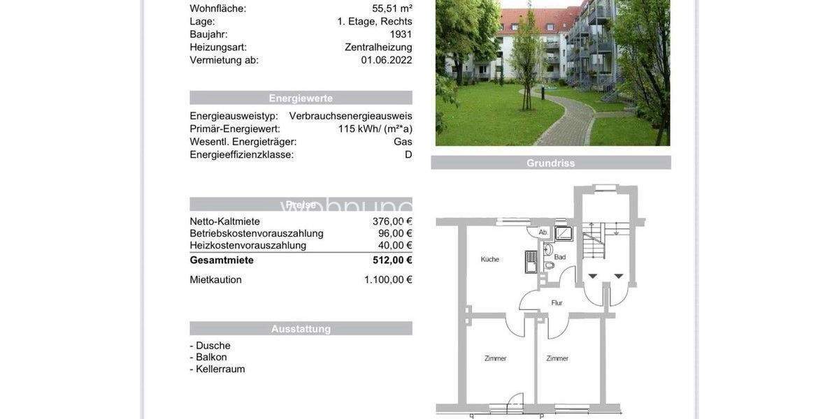 Etagenwohnung Münster Centrum - 2 Zimmer, 55 m&sup2;, 376&euro; | Angebot:25924338