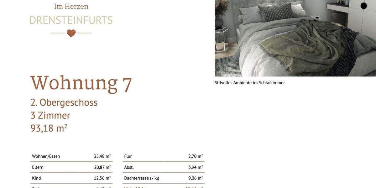 Etagenwohnung Drensteinfurt - 3 Zimmer, 93 m&sup2;, 424.000&euro; | Angebot:25760476