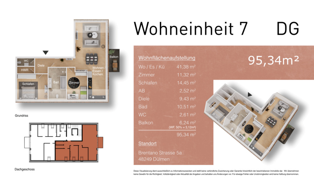 Etagenwohnung Dülmen - 2 Zimmer, 53 m&sup2;, 231.650&euro; | Angebot:25695381