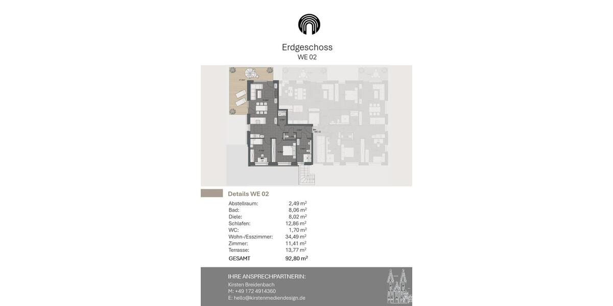 Erdgeschoßwohnung Münster Mitte-Süd - 3 Zimmer, 82 m&sup2;, 2.295&euro; | Angebot:24872640