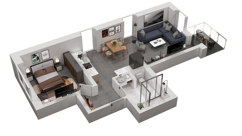 Etagenwohnung Münster Münster-Südost - 2 Zimmer, 54 m&sup2;, 1.750&euro; | Angebot:25935359