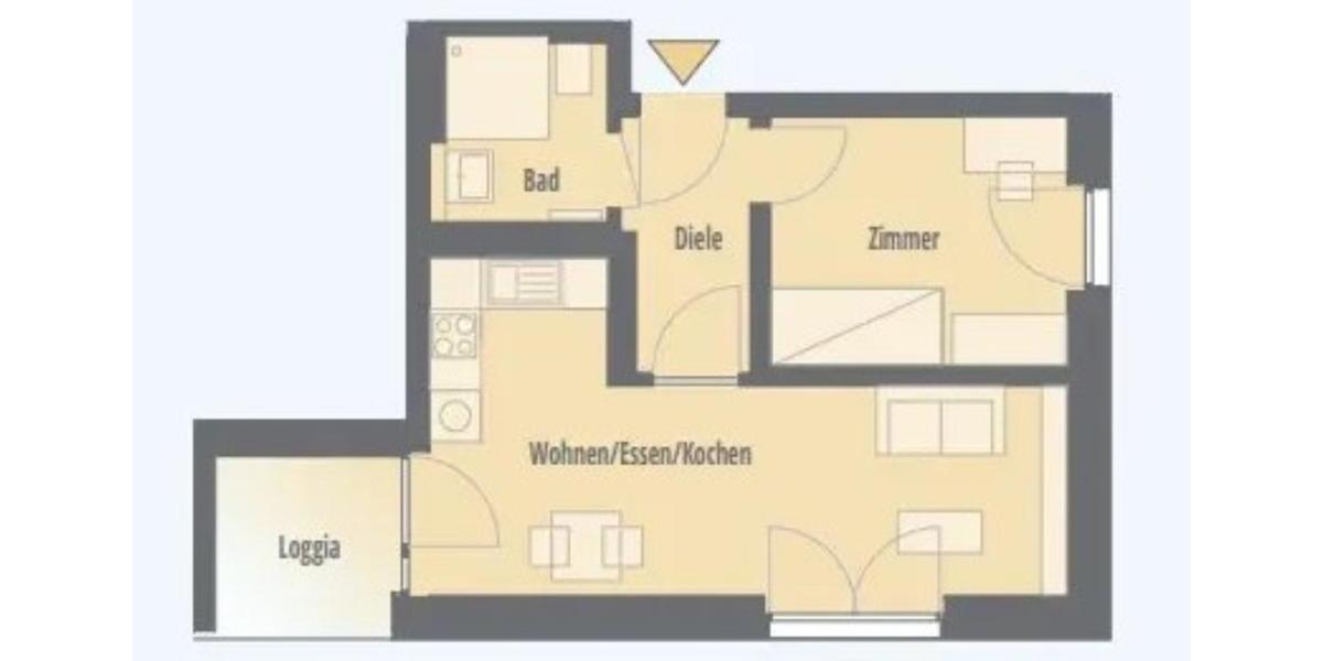 Etagenwohnung Münster Münster-Nord - 2 Zimmer, 44 m&sup2;, 1.090&euro; | Angebot:25630403