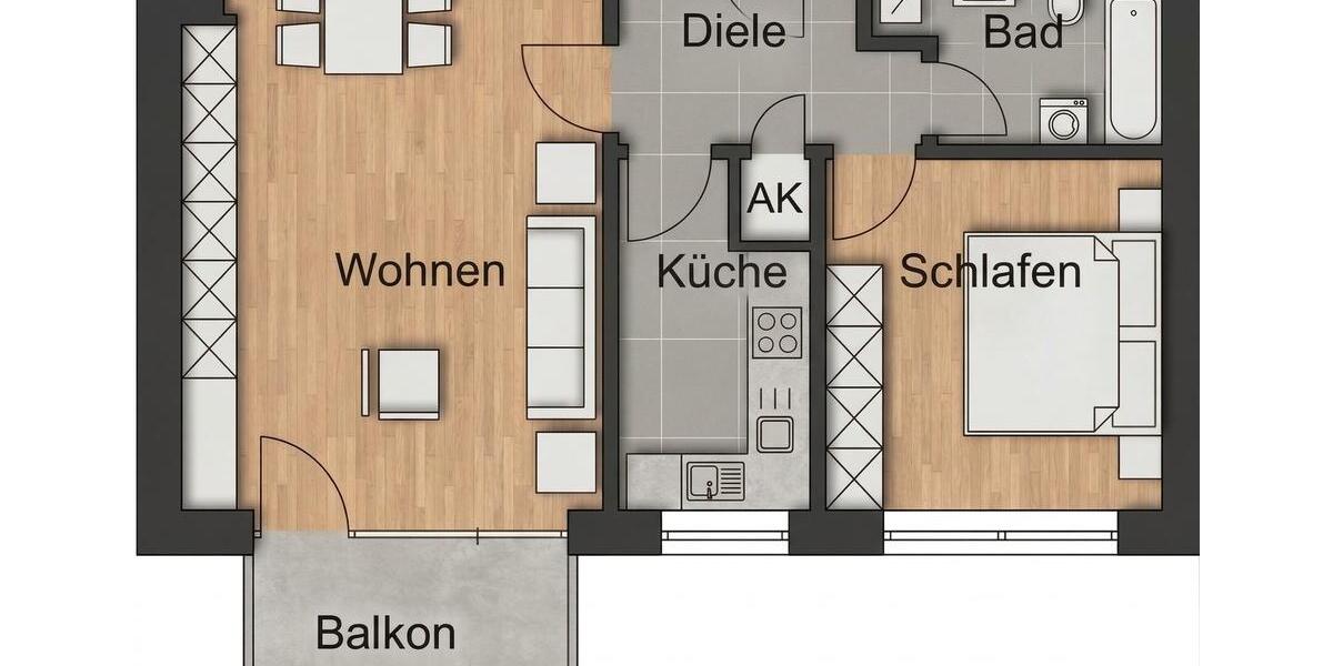 Etagenwohnung Münster Berg Fidel - 2 Zimmer, 62 m&sup2;, 1.050&euro; | Angebot:26570906
