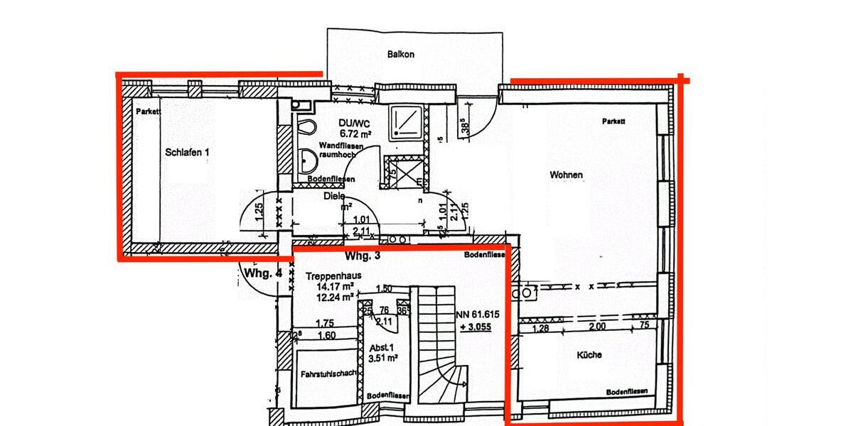 Etagenwohnung Münster Mitte-Nordost - 2 Zimmer, 75 m&sup2;, 1.200&euro; | Angebot:26025033