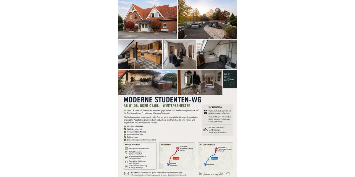 Terrassenwohnung Horstmar - 5 Zimmer, 175 m&sup2;, 350&euro; | Angebot:26613536