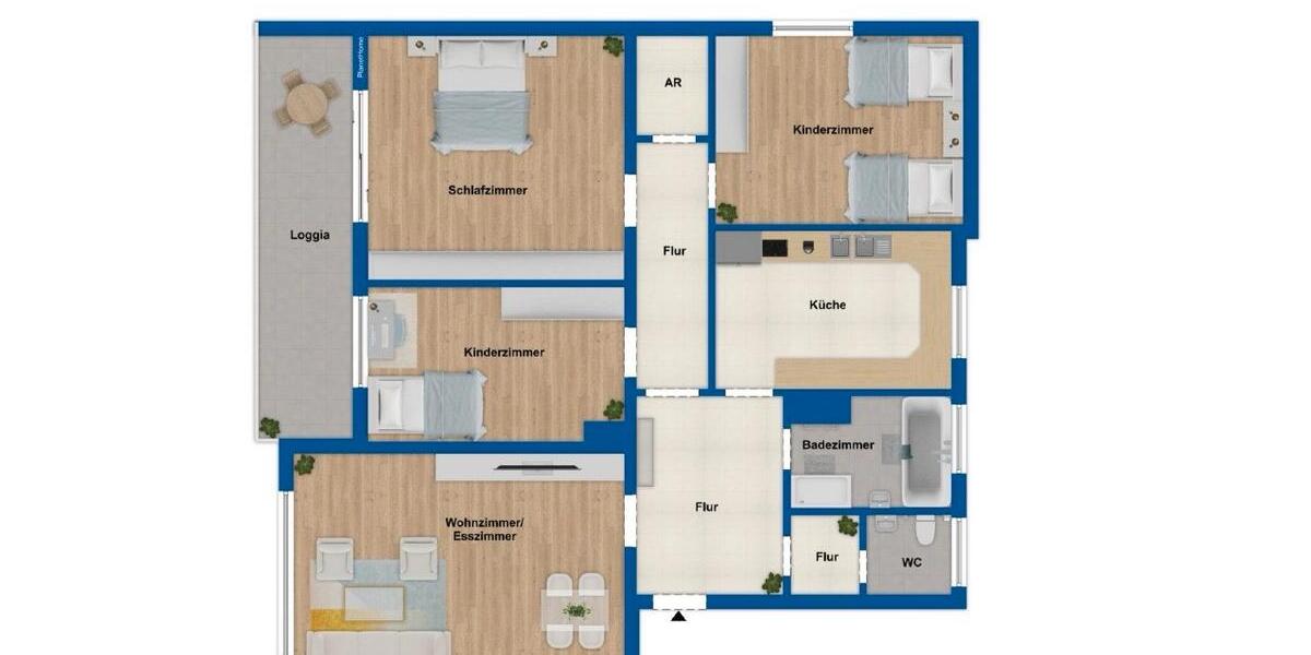 Etagenwohnung Dülmen - 4 Zimmer, 84 m&sup2;, 1.113&euro; | Angebot:26656151