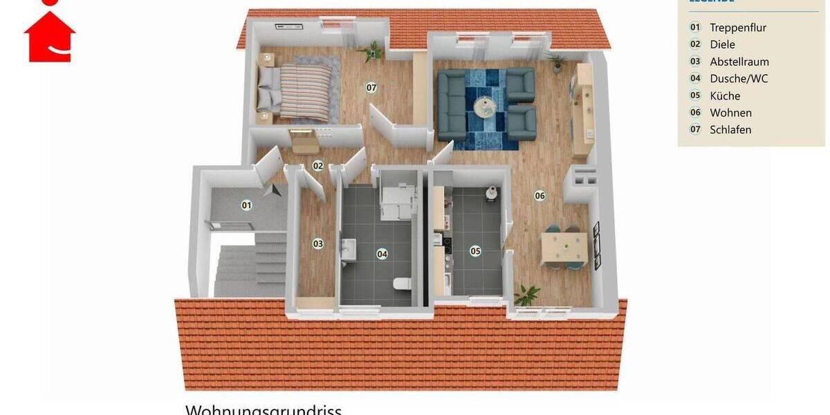 Etagenwohnung Emsdetten - 2 Zimmer, 57 m&sup2;, 125.000&euro; | Angebot:26684441